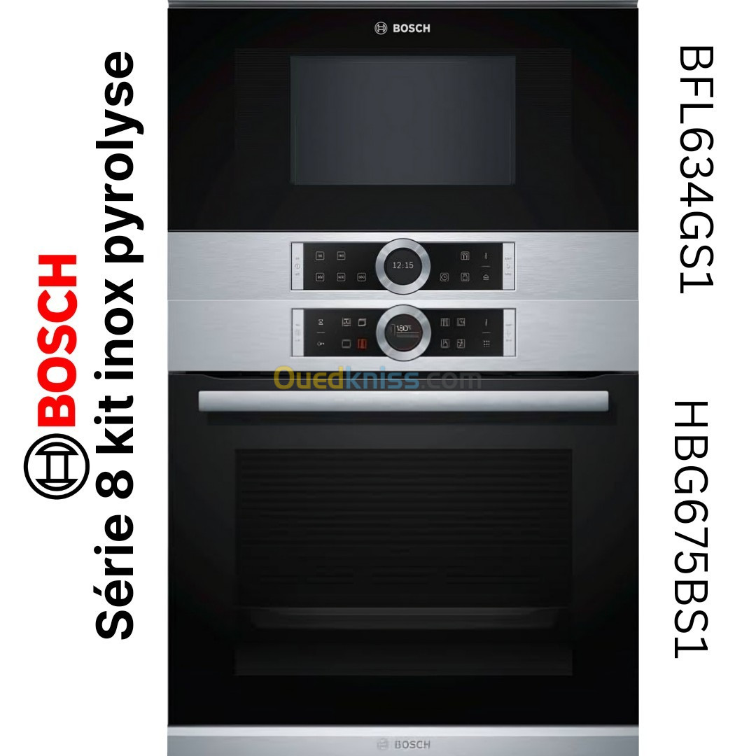 Bosch kit Série 8 encastrable inox pyrolyse HbG675BS1