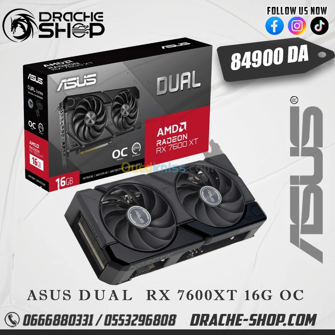 Carte Graphique ASUS Dual RX 7600 XT OC Edition 16GB GDDR6