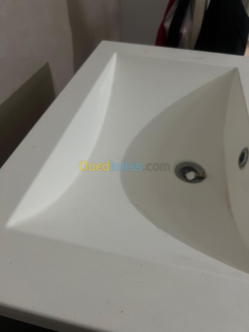 Pack Meuble lavabo salle de bain+baignoire blanche 