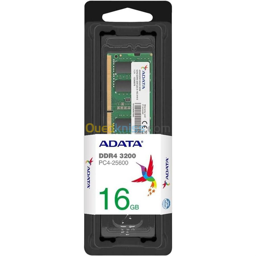 RAM 16 GB DDR4 3200 MHz ADATA PC4-25600 Pour PC Portable