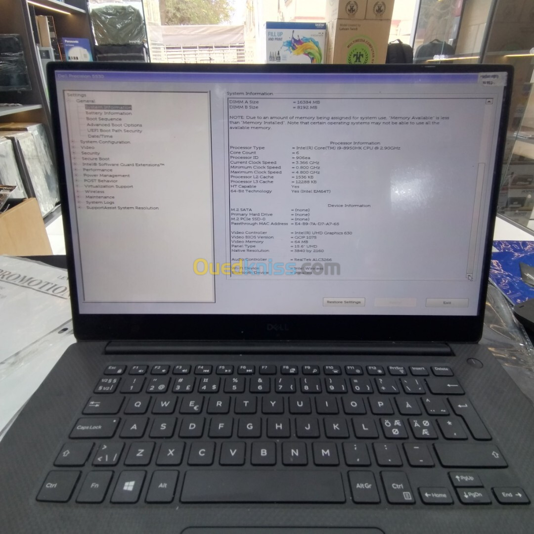 Dell Precision 5530 2K Tactile i9-8950HK, 24GB Ram, 512GB SSD NVIDIA Quadro P2000 4GB