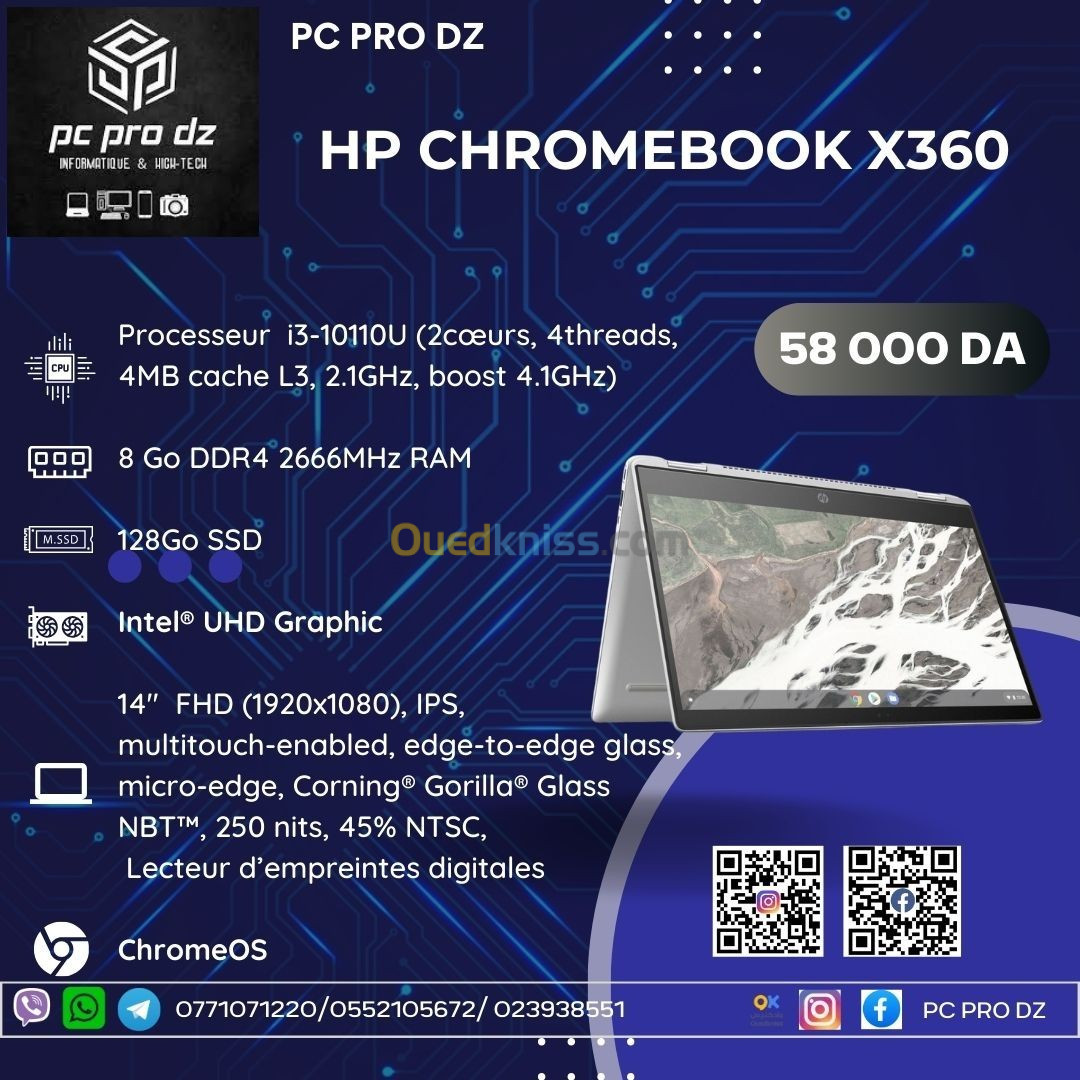 HP Chromebook X360 i3 10110U 8 Go DDR4 128 Go SSD 14 FHD Intel UHD Graphic