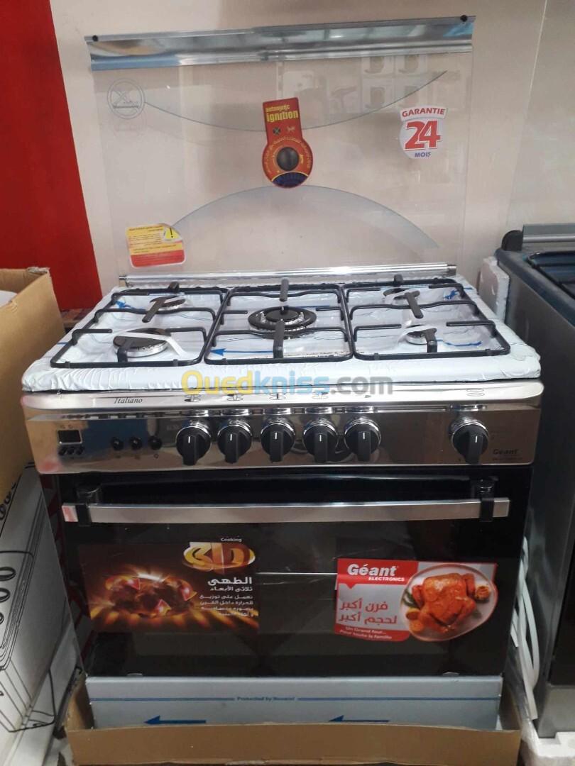 CUISINIERE GEANT 5 FEUX INOX VENTILER 80*55cm 