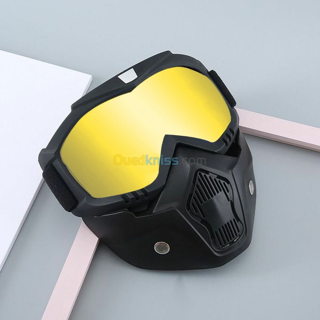 Casque Moto avec Lunettes Amovibles Coloré Anti-Bouée