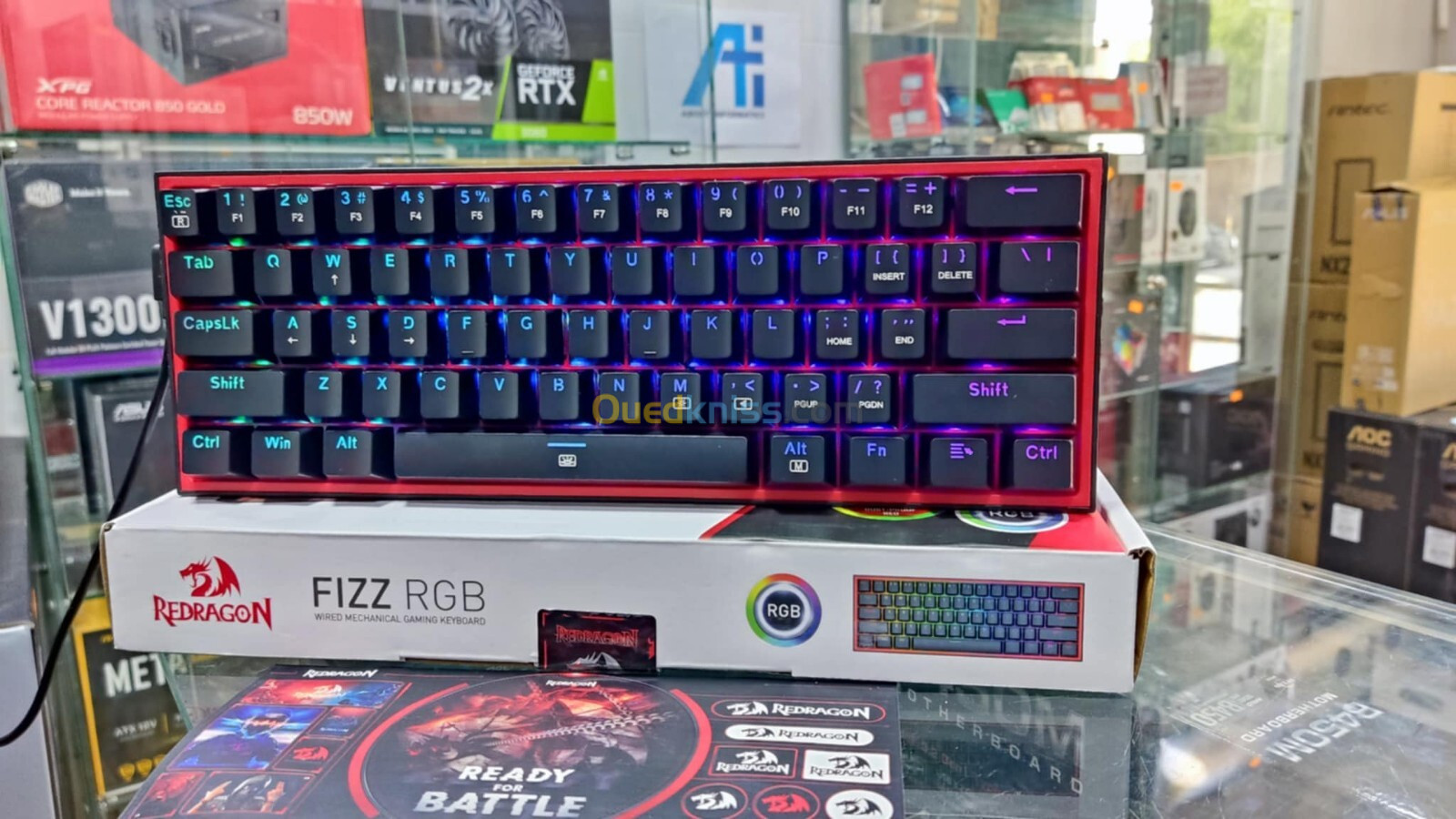 Clavier Gaming Redragon K617 FIZZ 60% Wired RGB Gaming Keyboard Keys Compact Mechanical Keyboard noir