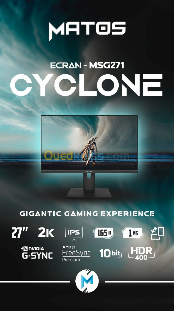 Moniteur MATOS Cyclone MSG 271 IPS 27POUCES QHD 2K 