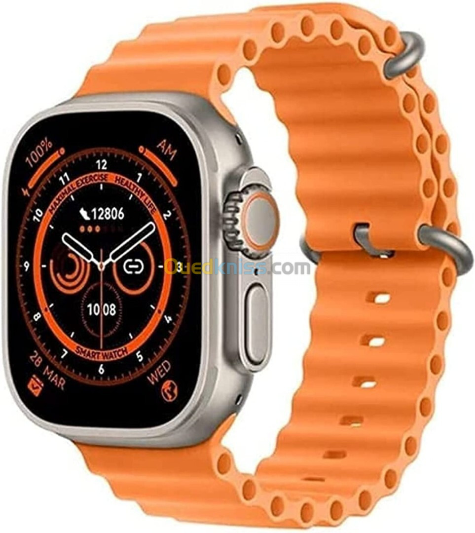 HM77 Ultra Smart Watch - Silver Case and Orange Strap