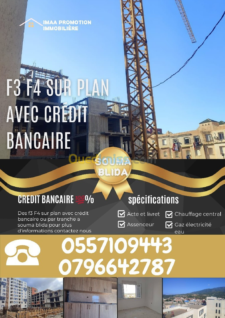 Vente Appartement F3 Blida Soumaa