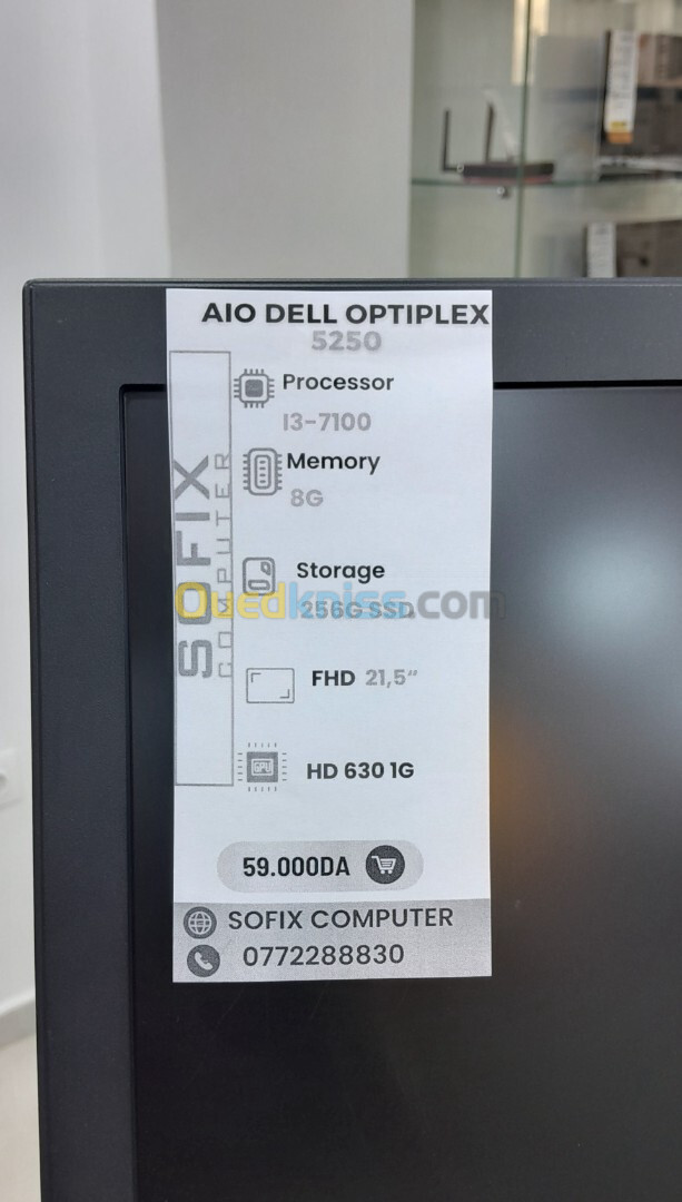 ALL IN ONE DELL OPTIPLEX 5250  I3-7100 8G 256G SSD 21,5".