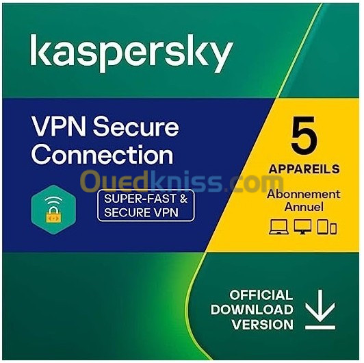 KASPERSKY VPN SECURE CONNECTION 05 postes pour 01 Année 