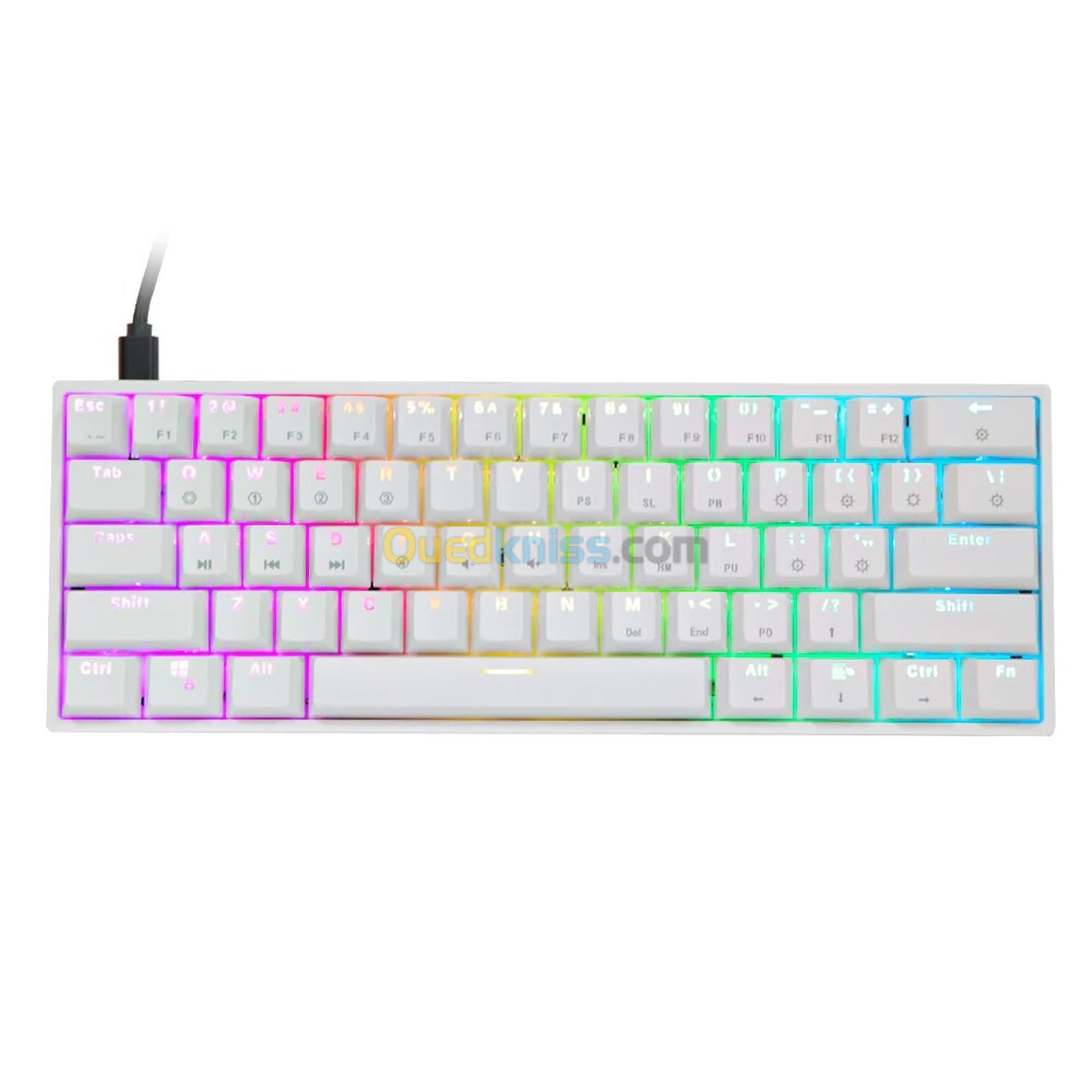 EPOMAKER SKYLOONG SK61 RGB Gaming Keyboard Gateron Optical Red Switch (White)