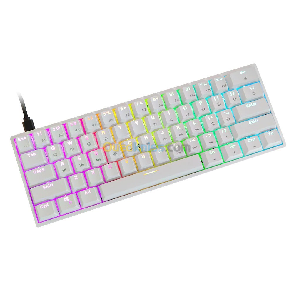 EPOMAKER SKYLOONG SK61 RGB Gaming Keyboard Gateron Optical Red Switch (White)