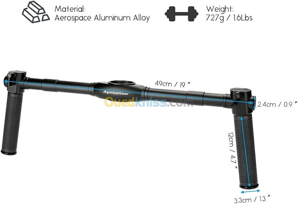 AgimbalGear DH02 Double Poignée à Main Alliage d'Aluminium pour Zhiyun Crane 2 3-Axis