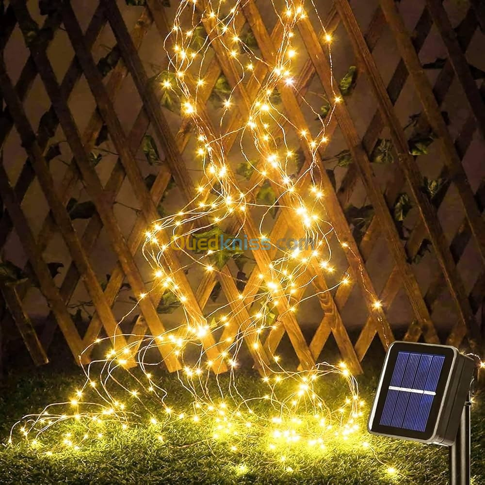 Guirlande lumineuse à LED 10m en Fil de Cuivre Solaire 100LED Lampe de Décoration de Jardin Lumière