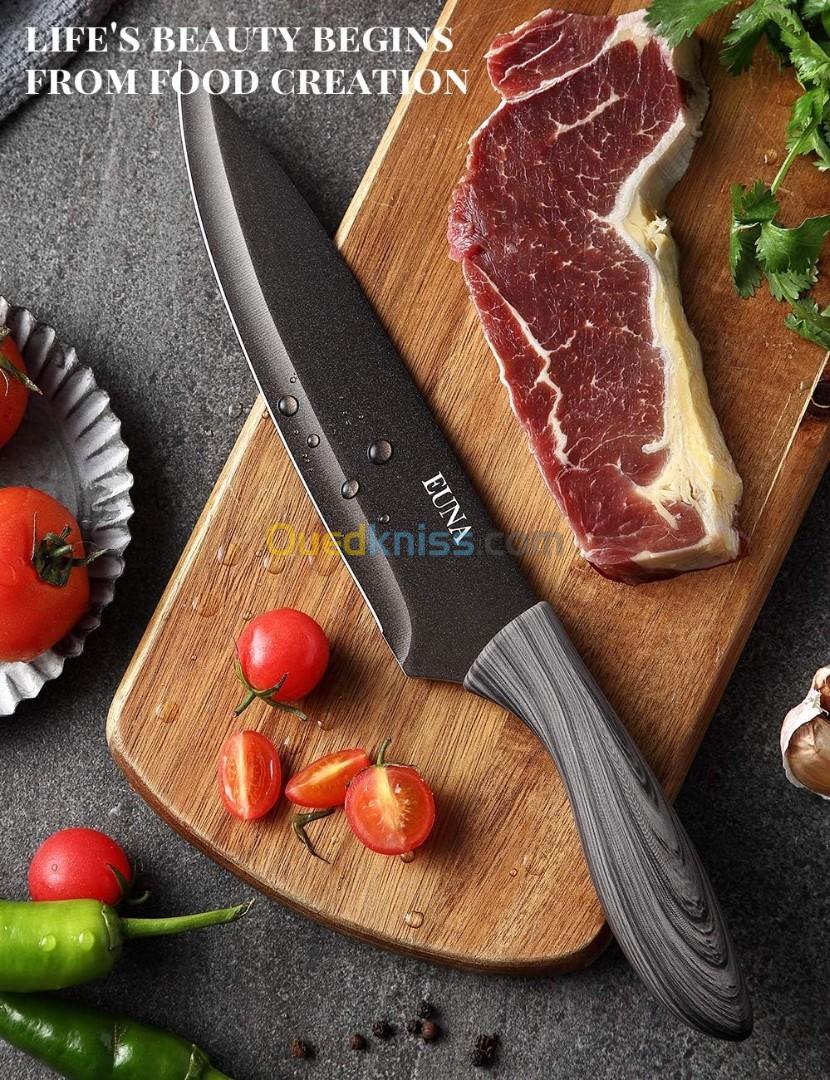 EUNA Couteau De Chef Ultra Tranchant De 18centimetres , Avec Étui Et Boîte Cadeau, Couteau Santoku 