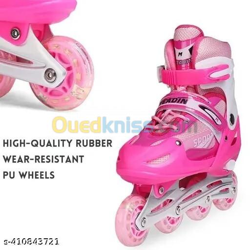 Rollers en ligne réglables et lumineux avec roues lumineuses pour enfants et jeunes Patins en ligne pour filles avec Support en Alliage d'aluminium Confortables et Respirants