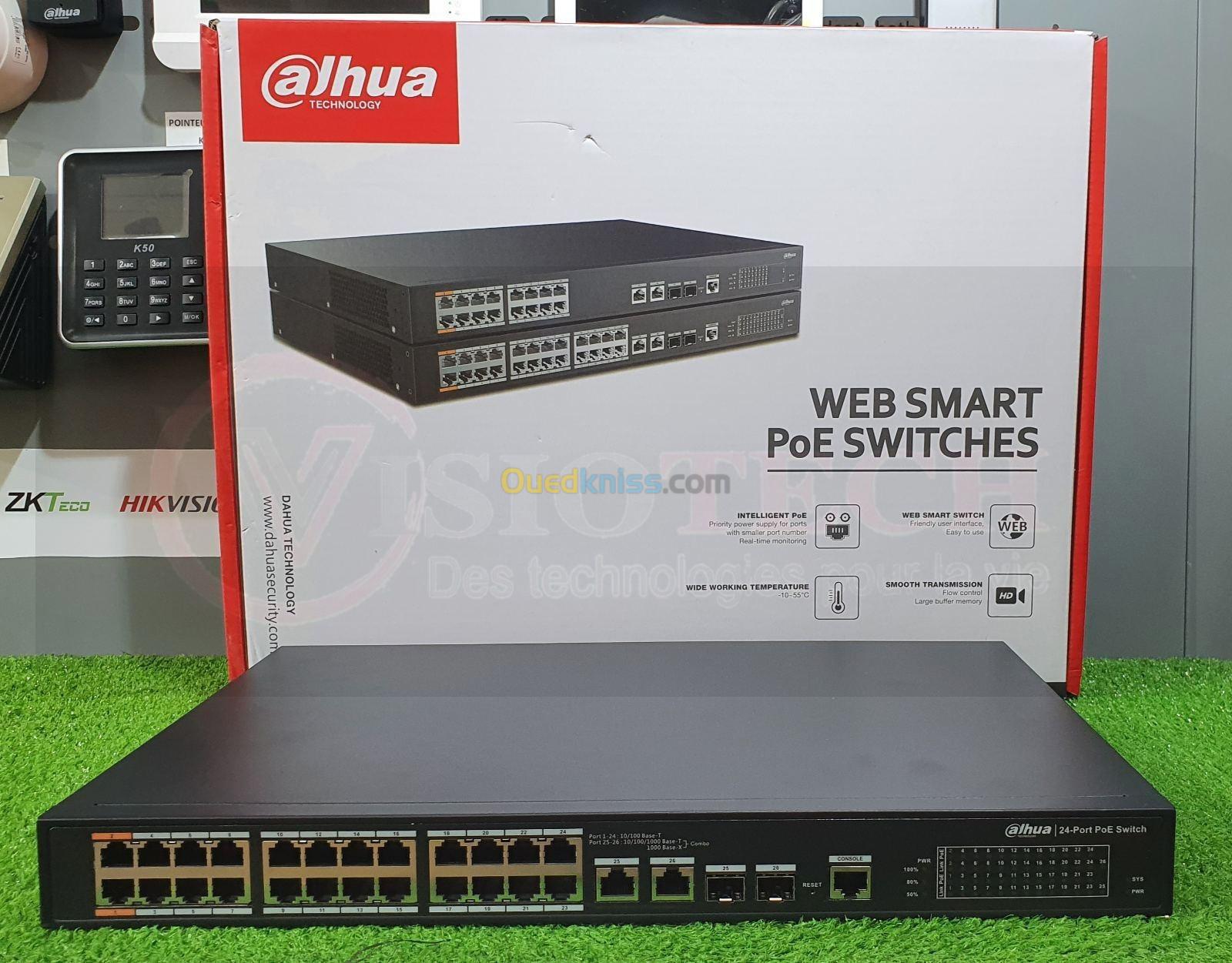 SWITCH DAHUA 24PORTS POE + 2PORT 10/100MBPS + 2PORT SFP 240W