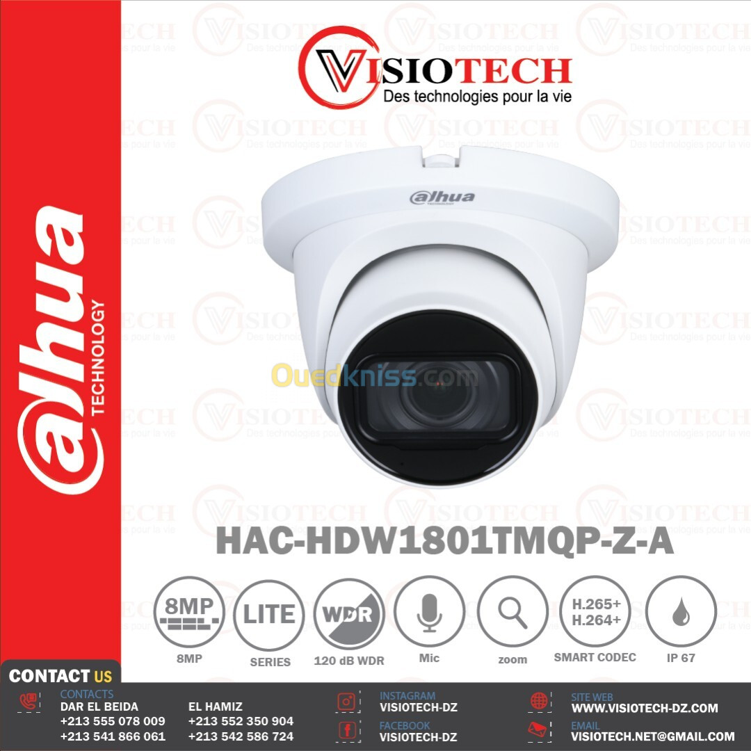  Caméra HAC-HDW1801TMQ-Z-A de Dahua - Protection en Ultra HD 4K