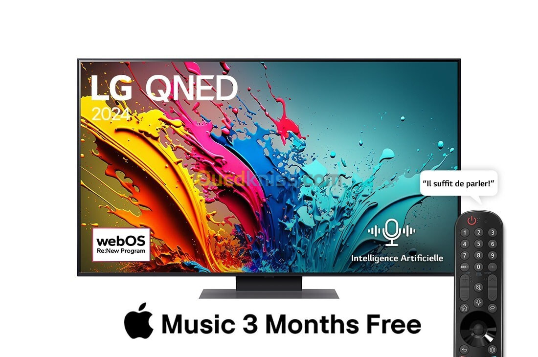 LG QNED 55 POUCE Smart TV AI QNED86 4K | 55 pouces | Télécommande magique |HDR10 | WebOS24 | 2024