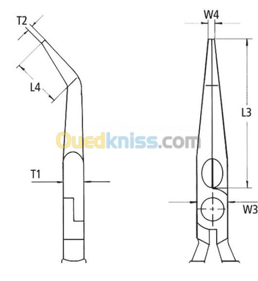 Pince demi-ronde avec tranchant , marque Knipex  , isole 1000 voult , made in germany .