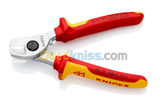 Coupe-câbles , marque Knipex , isolee 1000 v , Re : 95 16 165 , made in germany .