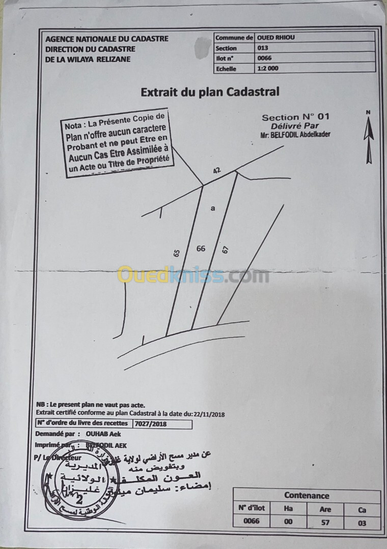 Vente Terrain Relizane Oued rhiou