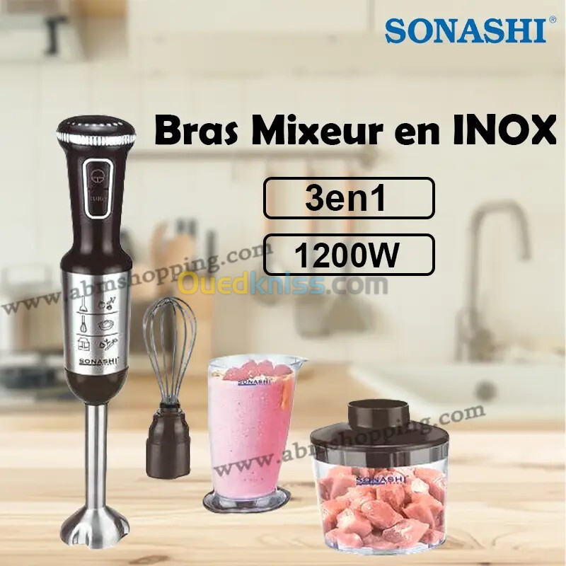 Bras mixeur 3en1 en inox 1200w