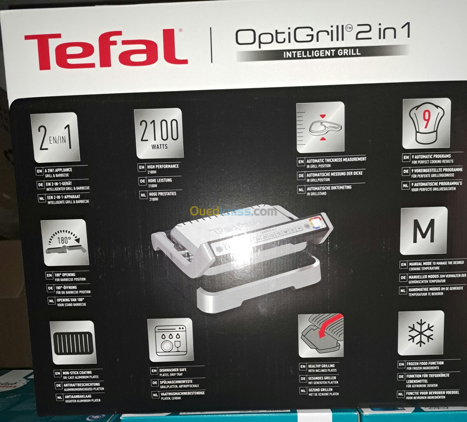 PRESSE PANINI TEFAL OPTIGRILL 2IN1 INTELLIGENT GRILL 2100WATT 9 PROGRAMME GC772D10 