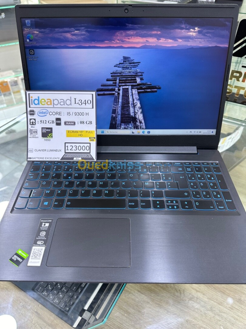 IDEAPAD L340  CPU: CORE I5 / 9300 H DISC : 512 GB  (SSD) RAM : 08 GB  GTX 1650