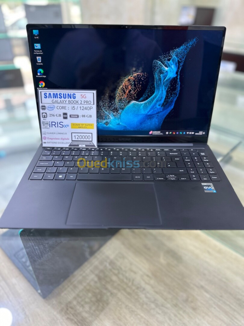 SAMSUNG GALAXIE BOOK 2 PRO 5G  CPU: CORE I5 / 1240P DISC : 256 GB  (SSD)  RAM 08 GB 