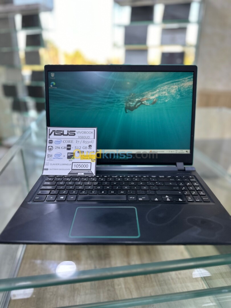 ASUS VIVOBOOK X560U  CPU: CORE I7 08 eme 256 SSD + 01 TB HDD GTX 1050