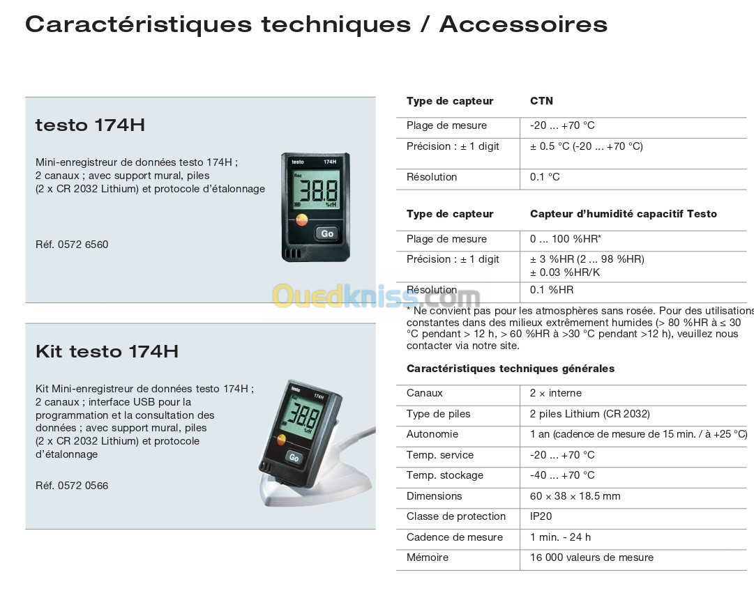 Mini-enregistreur de température/humidité TESTO 174H