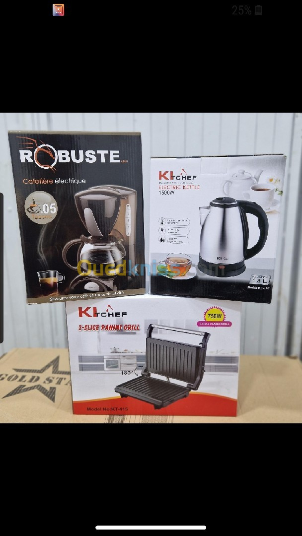 Pack Panineuse et  Bouilloire kitchef et Cafetière 5 tasse