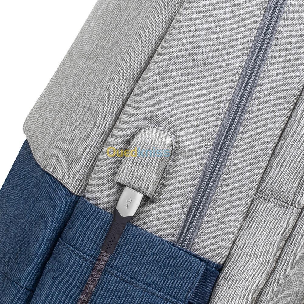 7567 grey/dark blue anti-theft Laptop backpack 17.3