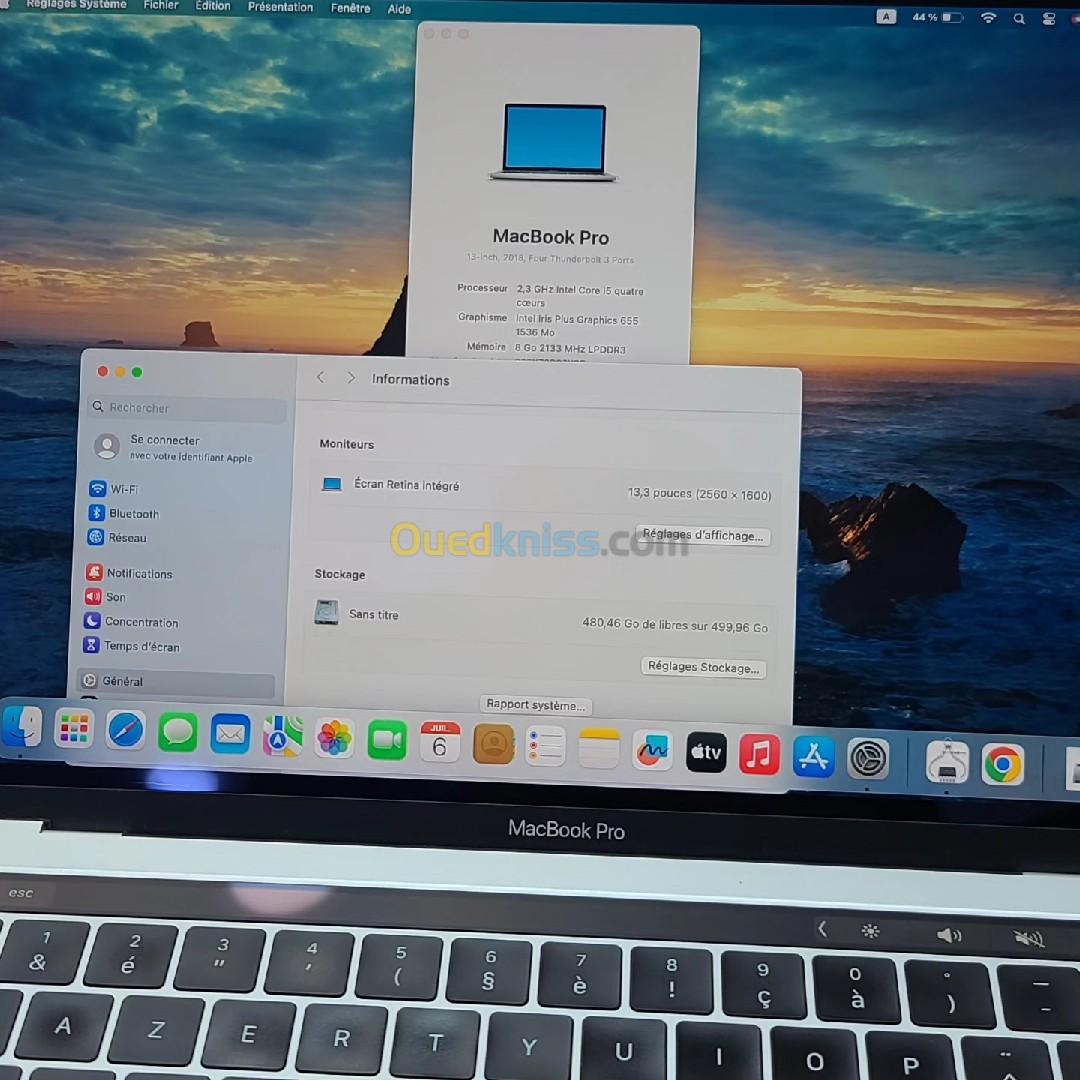 MACBOOK Pro 2018 TouchBar . intel i5 2.3Ghz . 8 Gb Ram .512 GB ssd . cycle : 233