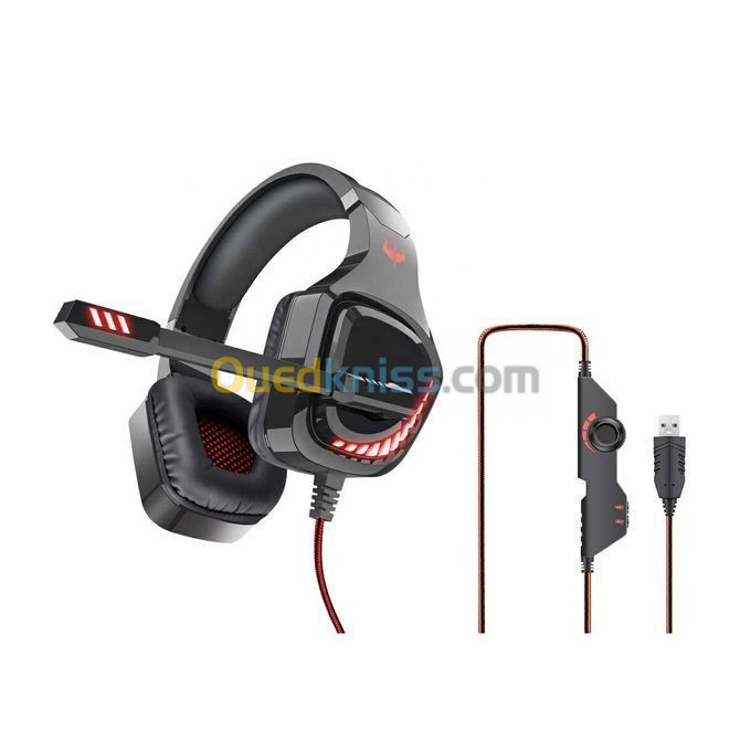 Ovleng Casque Gaming USB 7.1 Ovleng Q11 LED avec Microphone stéréo pour PC PS4