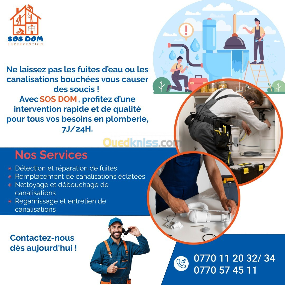 TRAVAUX DE PLOMBERIE A DOMICILE 7J/24H