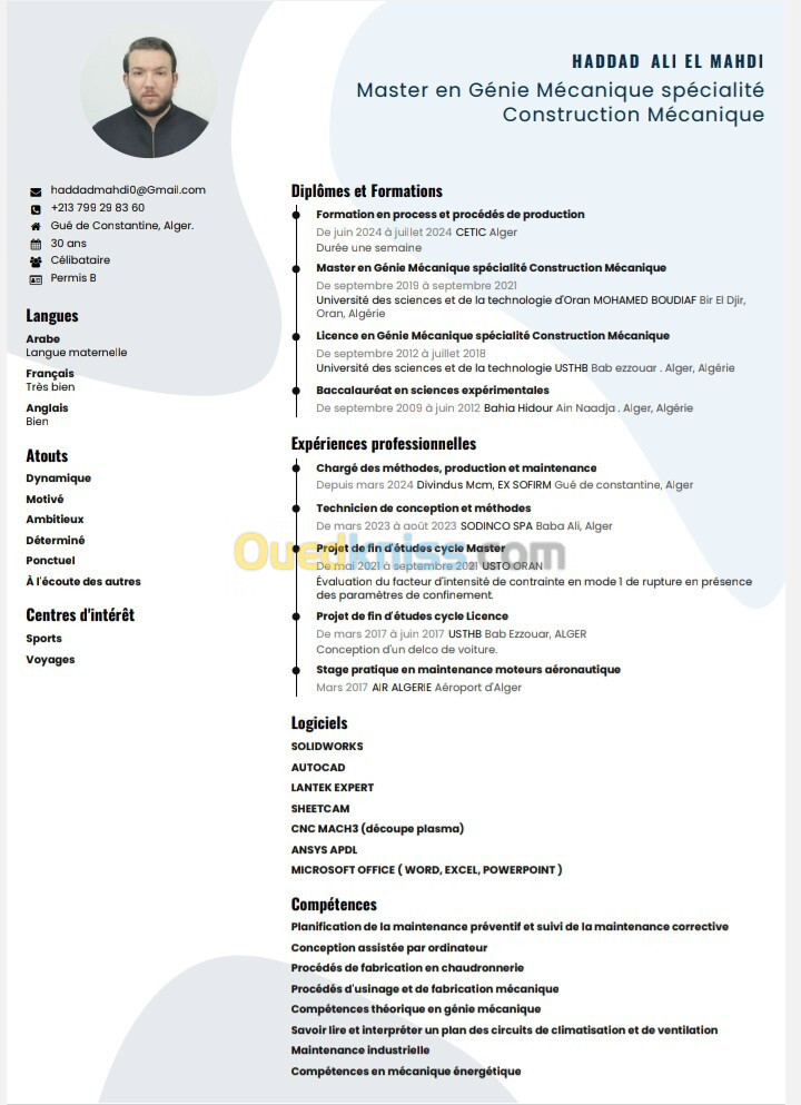 Ingénieur mécanique en tôlerie,technicien exploitation en oil gas,technico-commercial,ing production