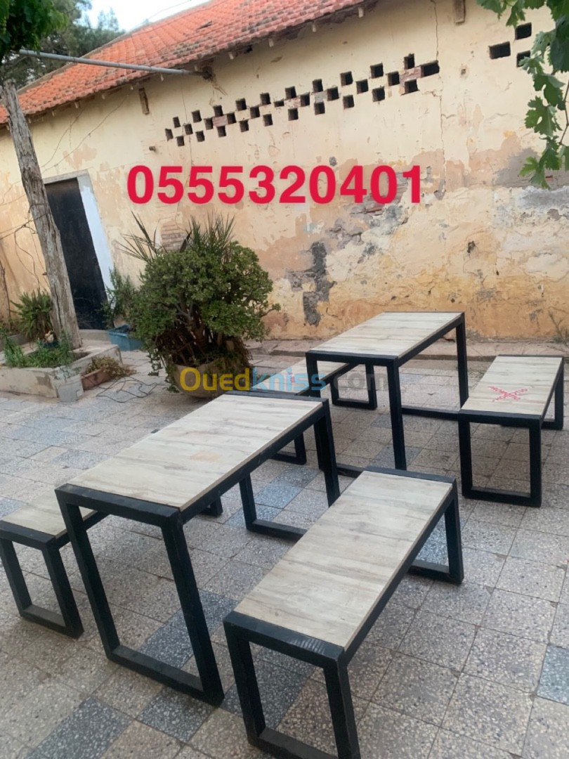 7 Table avec banquette pour fastfood 