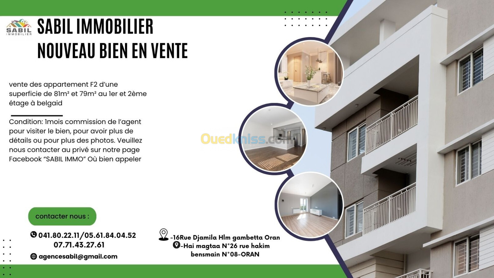 Vente Appartement F2 Oran Oran