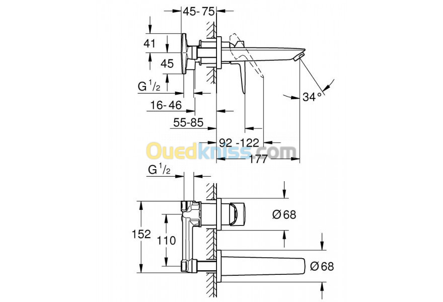 Mitigeur lavabo 2 trous Bauloop new