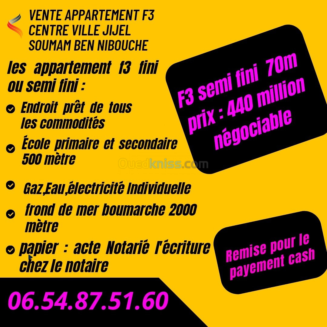 Vente Appartement F3 Jijel Jijel