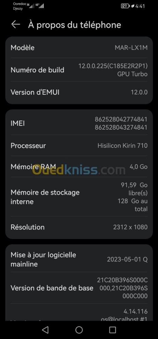 Huawei p30 lite Ram 4 Rom 128 batterie 4000