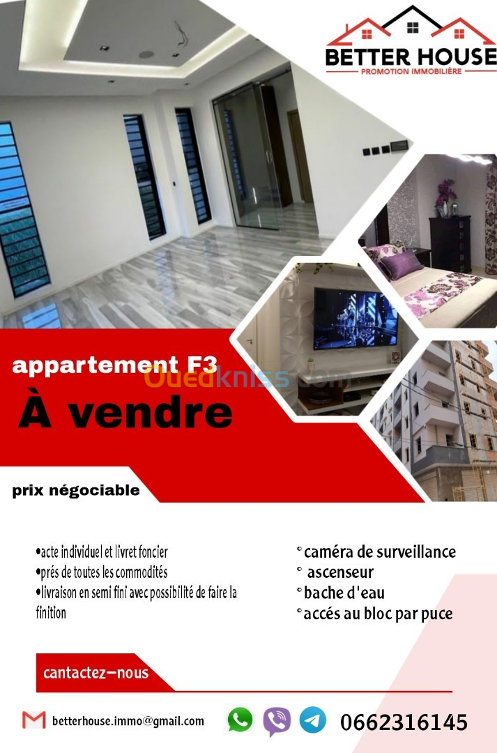 Vente Appartement F3 Alger Bordj el kiffan