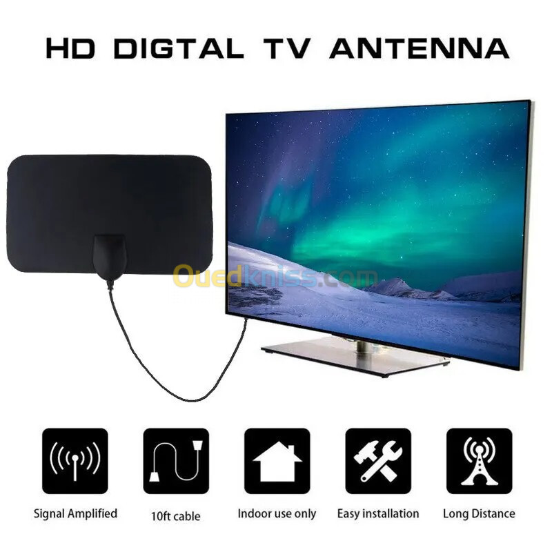 Antenne de télévision numérique HD 8K 4K 1080P, 500 Miles, Mini TV aérienne, Surf HD, DVB-T2 25db