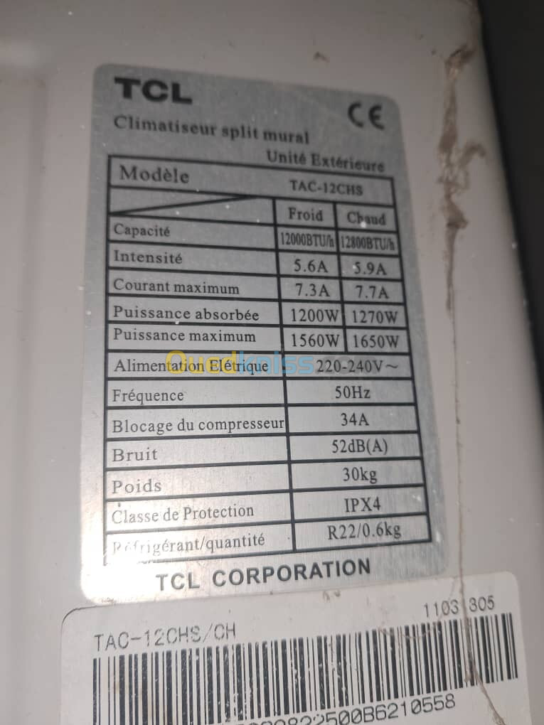 Climatiseur 12 TCL 