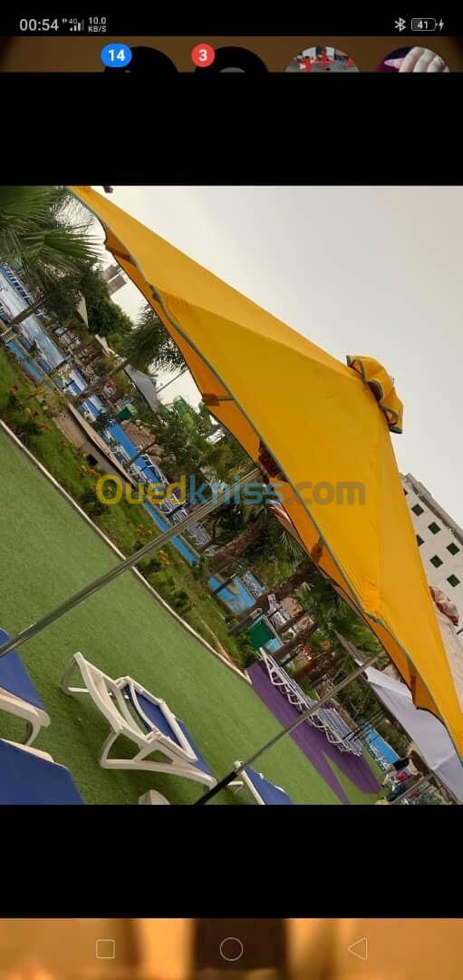 Parasol pour hôtels,complexes,piscines,villas, plages, restaurants, cafétérias, terrasses et jardins