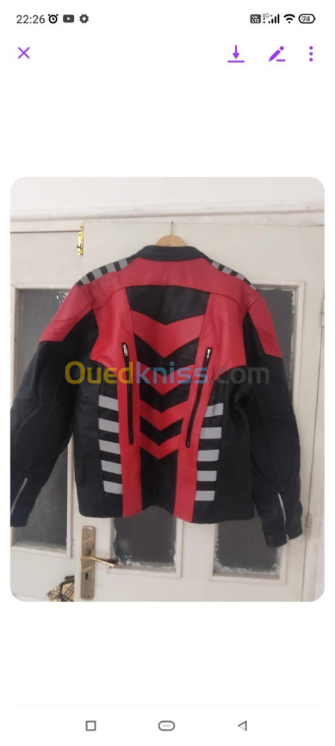 Blouson cuir noir pour moto taille xxl très bon état venu de France 