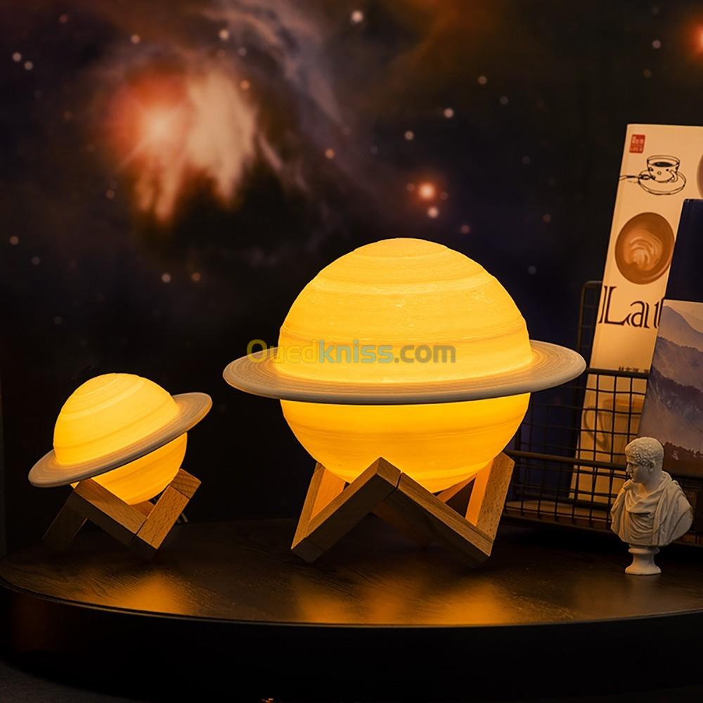 Lampe LED imprimée en 3D saturne avec télécommande