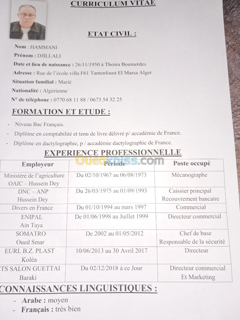 Commercial .tele travail vente,